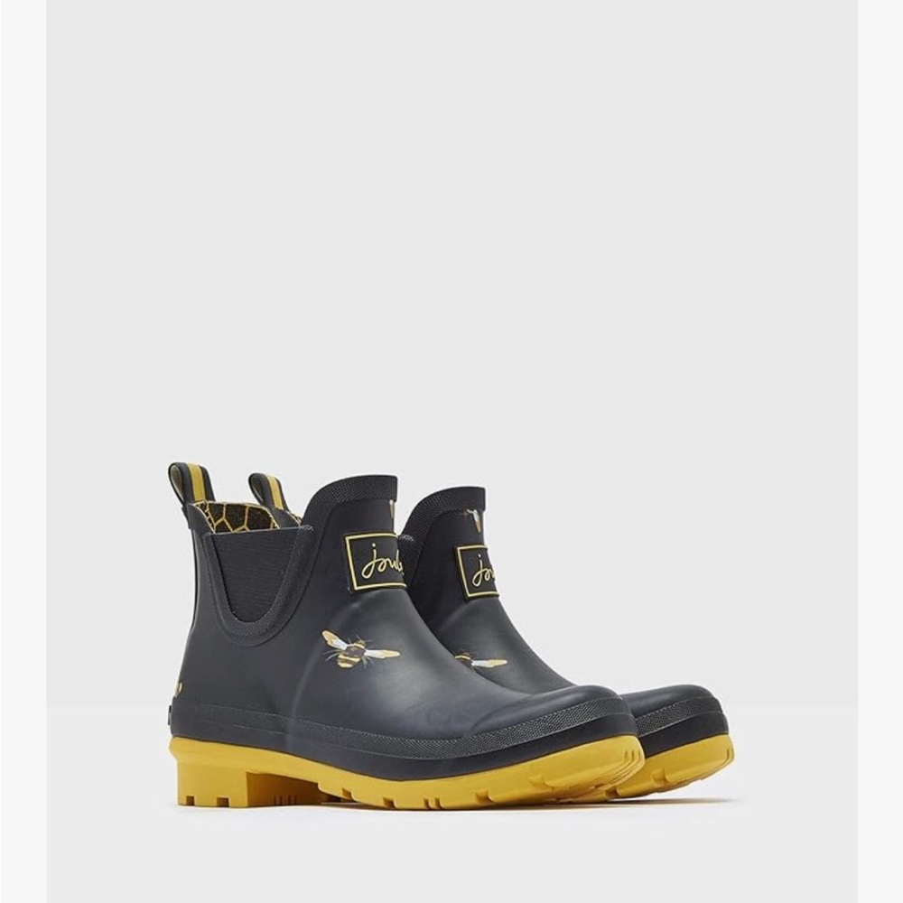 Joules Black and Yellow Bee Ankle Boots